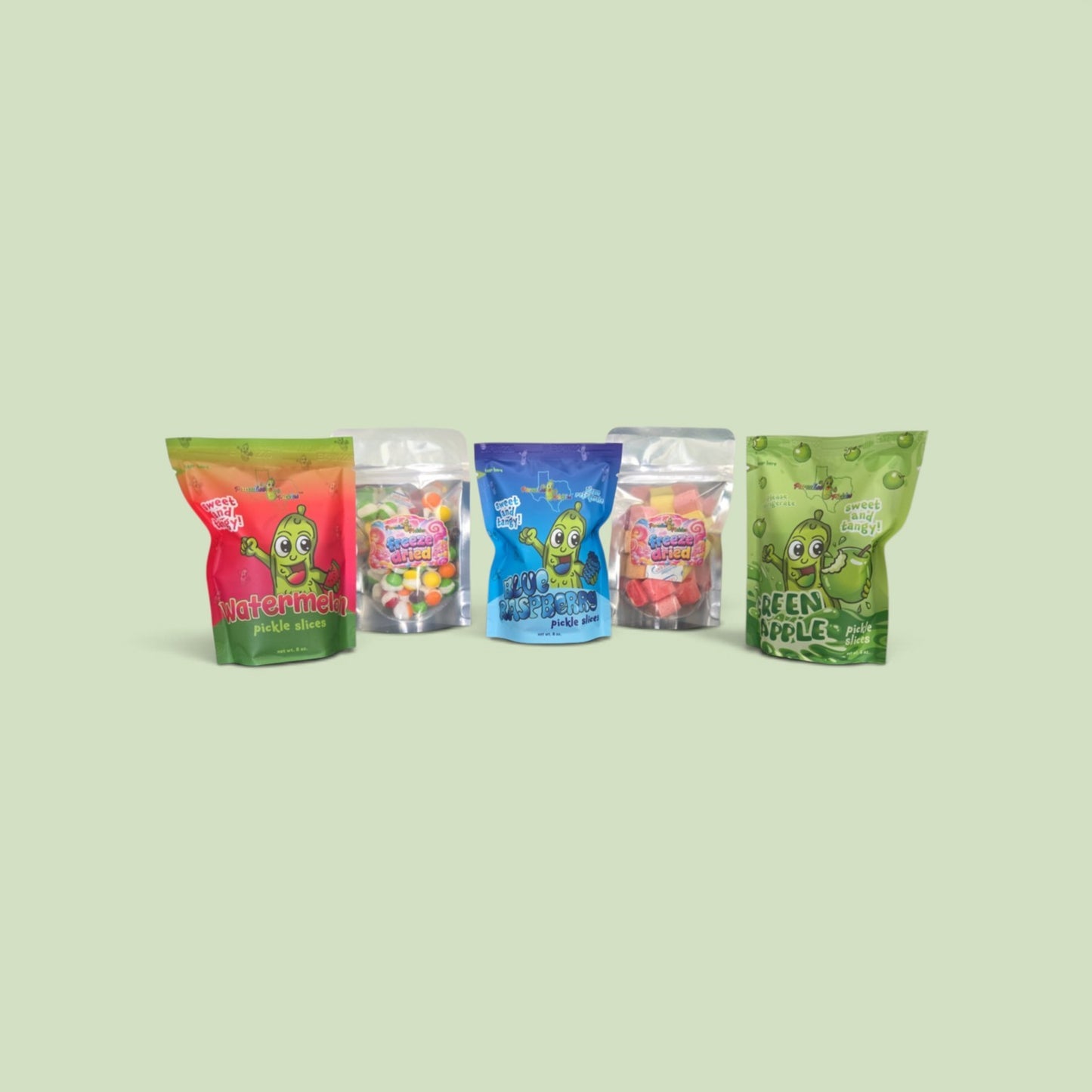 Pickles & Candy Pack! Watermelon, Blue Raspberry, and Green Apple + 2 Freeze Dried Candies!