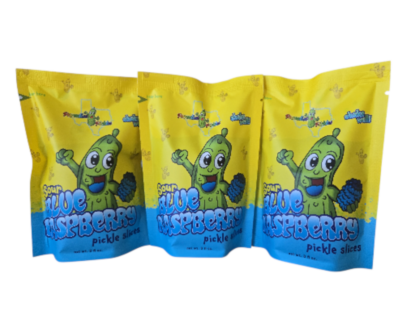 3 SOUR Blue Raspberry Pickle Snacks!