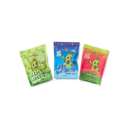 3 Sweet Snack Packs: Watermelon, Blue Raspberry, & Green Apple!