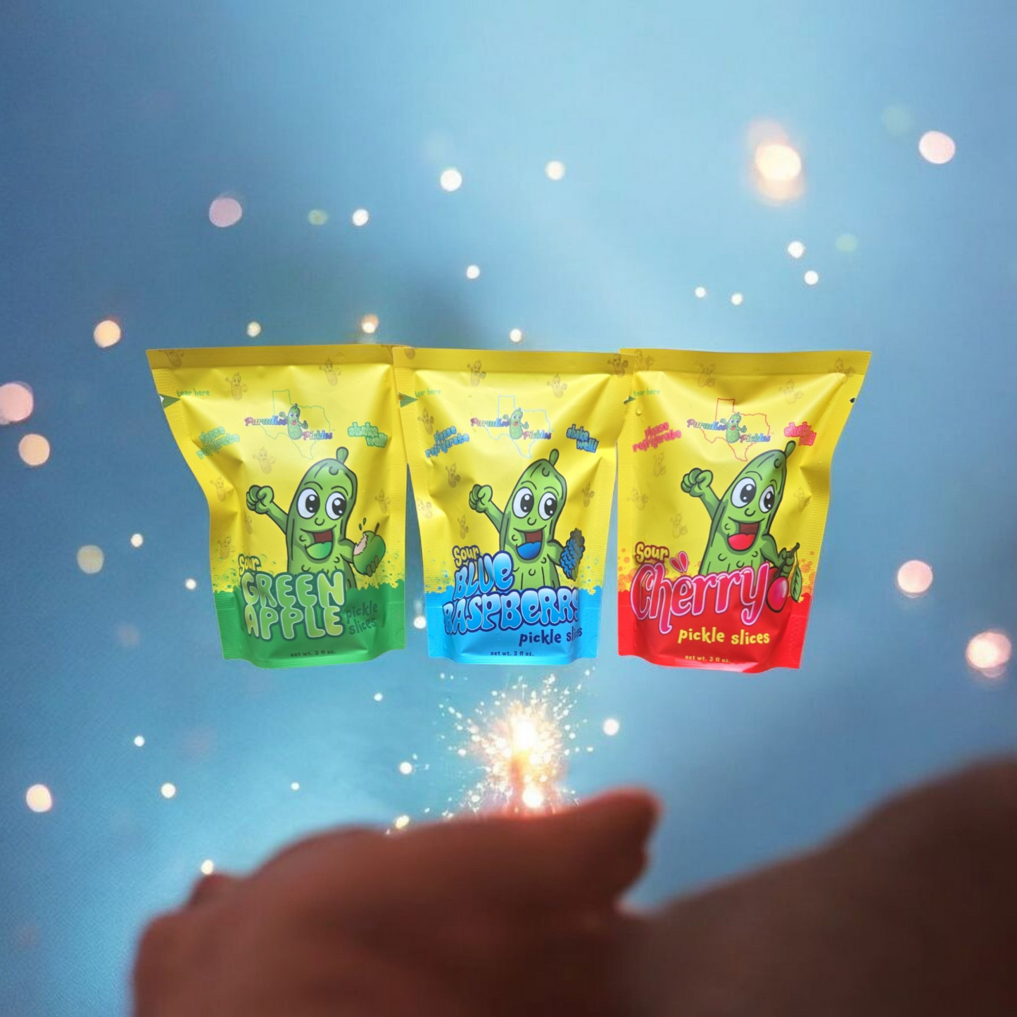 Sour Snack Pack featuring: Sour Cherry, Sour Blue Raspberry, & Sour Green Apple! 3 Pack